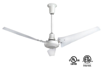Industrial 60 Inch White Outdoor Rated Reversible Ceiling Fan Variable Speed w/ Cord & Plug 117702