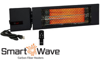 RK Series Outdoor/Indoor Rated Carbon Fiber Infrared Corded Heater 24 Inch 5118 BTU 1500 Watts 120V RK1215-RMT-PLG-BLK