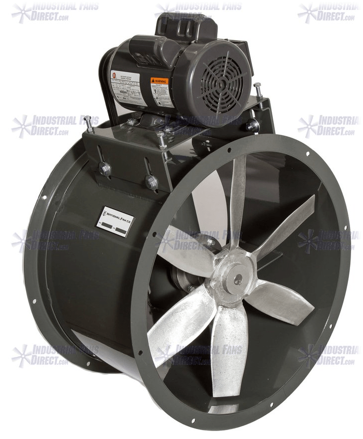 AirFlo Explosion Proof Tube Axial Fan 12 inch 1875 CFM 3 Phase Belt Drive NB12-C-3-E