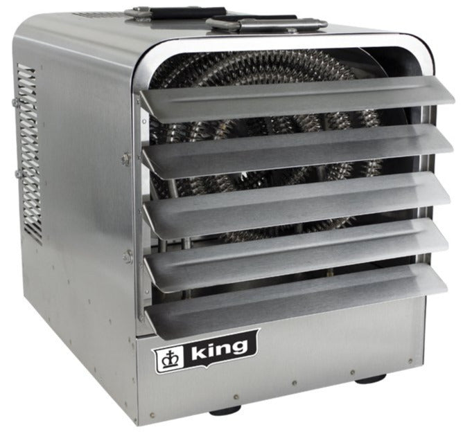 King PKBS Corrosion Resistant Stainless Portable Unit Heater w/ 6 Ft Cord 42652 BTU 240V 3 Ph PKBS2412-3-T-FM
