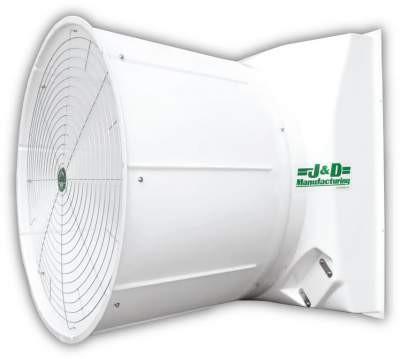 Storm Fiberglass Exhaust Fan w/ Poly Shutters 55 inch 30828 CFM Belt Drive 3 Phase Energy Efficient VSP55A3C23E
