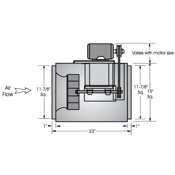 B Square Inline Square Inline Duct Fan 7 inch 362 CFM Belt Drive SQB07PH1S