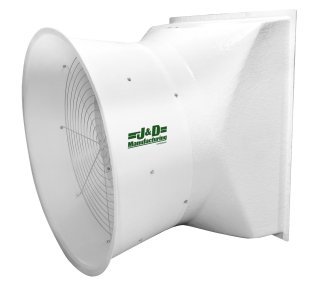 Tornado Fiberglass Exhaust Fan w/ Cone & Poly Shutters 50 inch 22000 CFM Belt Drive VFP50AC