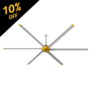 Big Ass Fans E-Series 12 foot HVLS Ceiling Fan Kit, Silver, 3600 sq. ft. Coverage F-ES2-1201S34