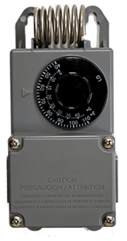 25 Amp Single Pole Double Throw Moisture Proof Thermostat Rated 40F-110F (Heating & Cooling) TS115/230-1