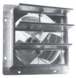 Axial Wall Mount Exhaust Fan 10 inch w/ Shutters 355 CFM Direct Drive FEPRSM10