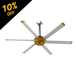 Big Ass Fans E-Series 7 foot HVLS Ceiling Fan Kit, Silver, 2025 sq. ft. Coverage F-ES2-0701S34