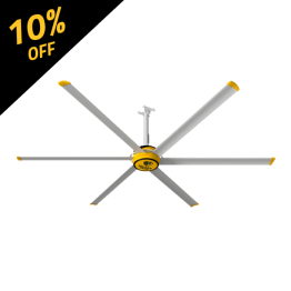 Big Ass Fans E-Series 10 foot HVLS Ceiling Fan Kit, Silver 3025 sq. ft. Coverage F-ES2-1001S34