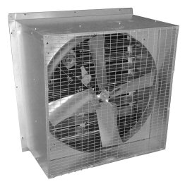 Galvanized Shuttered Slantwall Exhaust Fan 42 inch 16050 CFM Belt Drive 425SW750